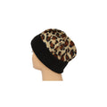 Fleece Hat Black/Brown Animal Print