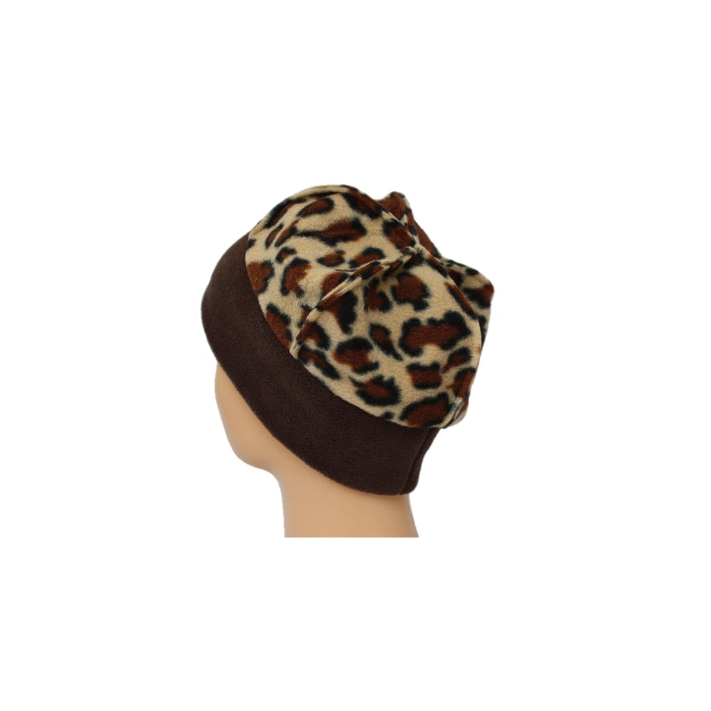 Fleece Hat Brown/Brown Animal Print