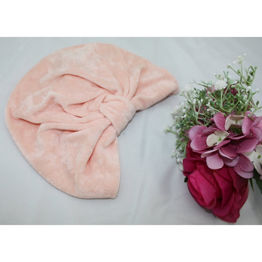 Bamboo Towelling Pleated Turban Coral/Pink