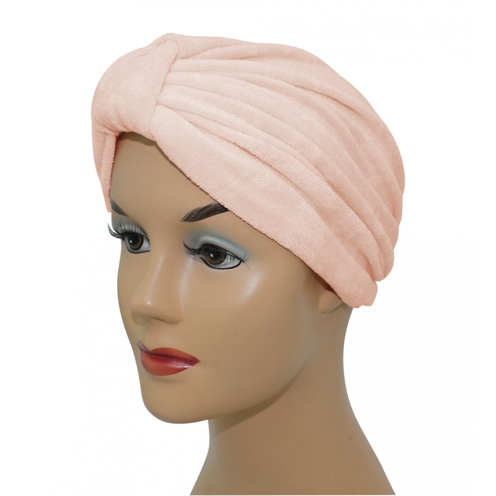 Bamboo Towelling Pleated Turban Coral/Pink