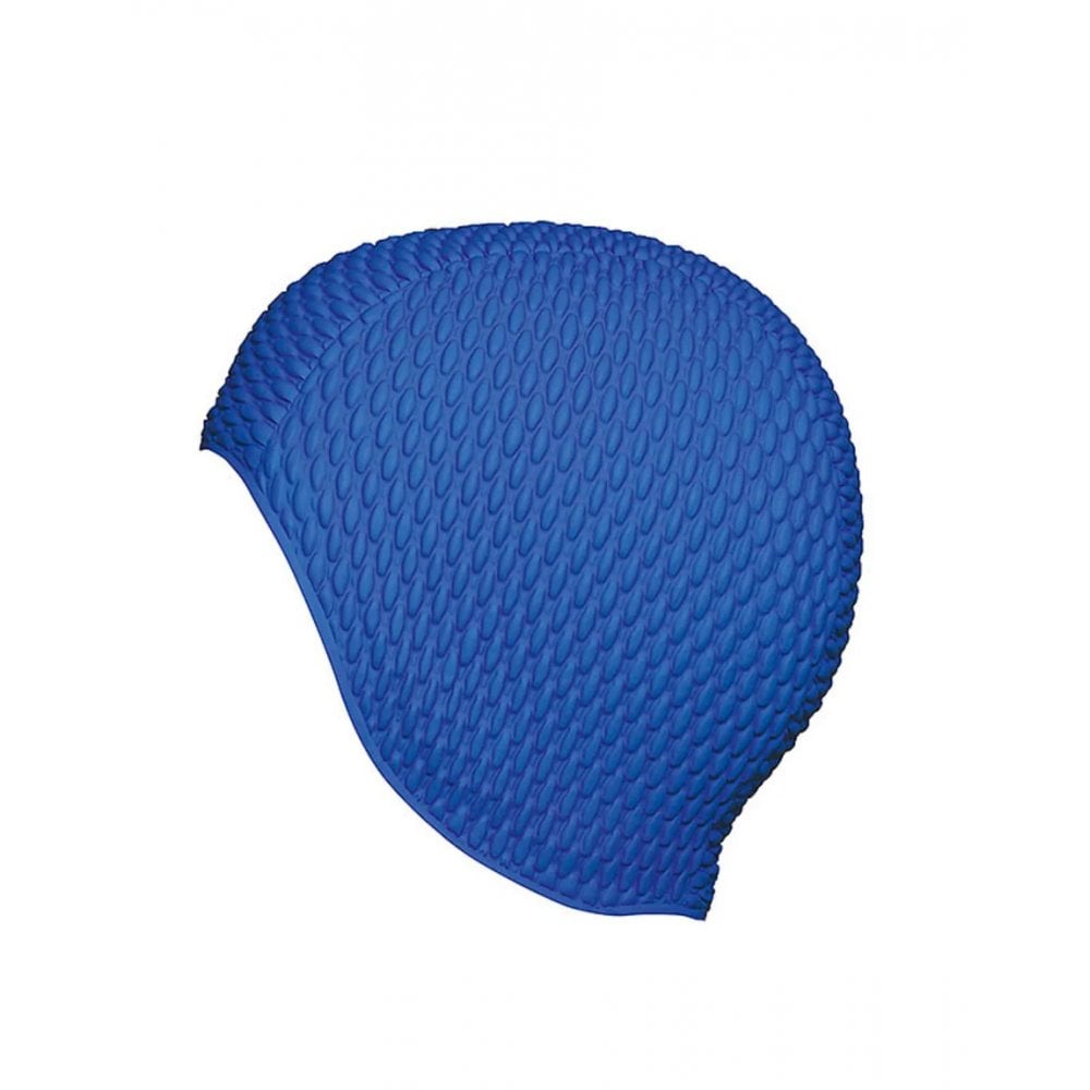 Blue Bubble Crepe Non Pull Swim Cap