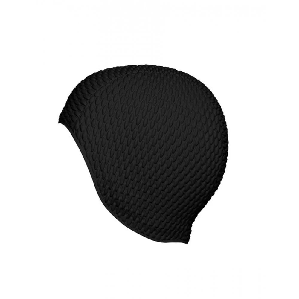 Black Bubble Crepe Non Pull Swim Cap