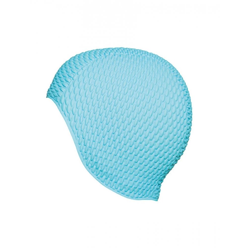 Turquoise Bubble Crepe Non Pull Swim Cap