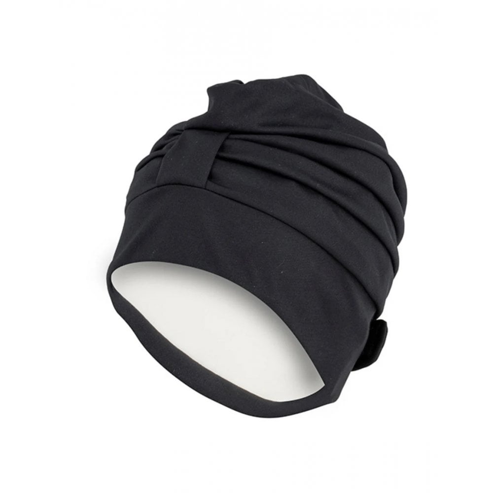 Adjustable Turban Swimming Cap Black